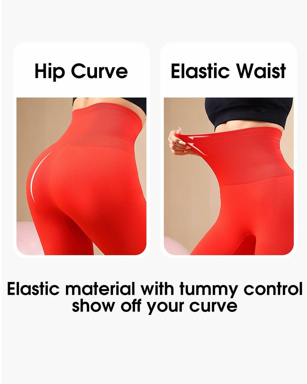Homma High Waist Tummy Control Compression Yoga Pants Red XL Postpartum