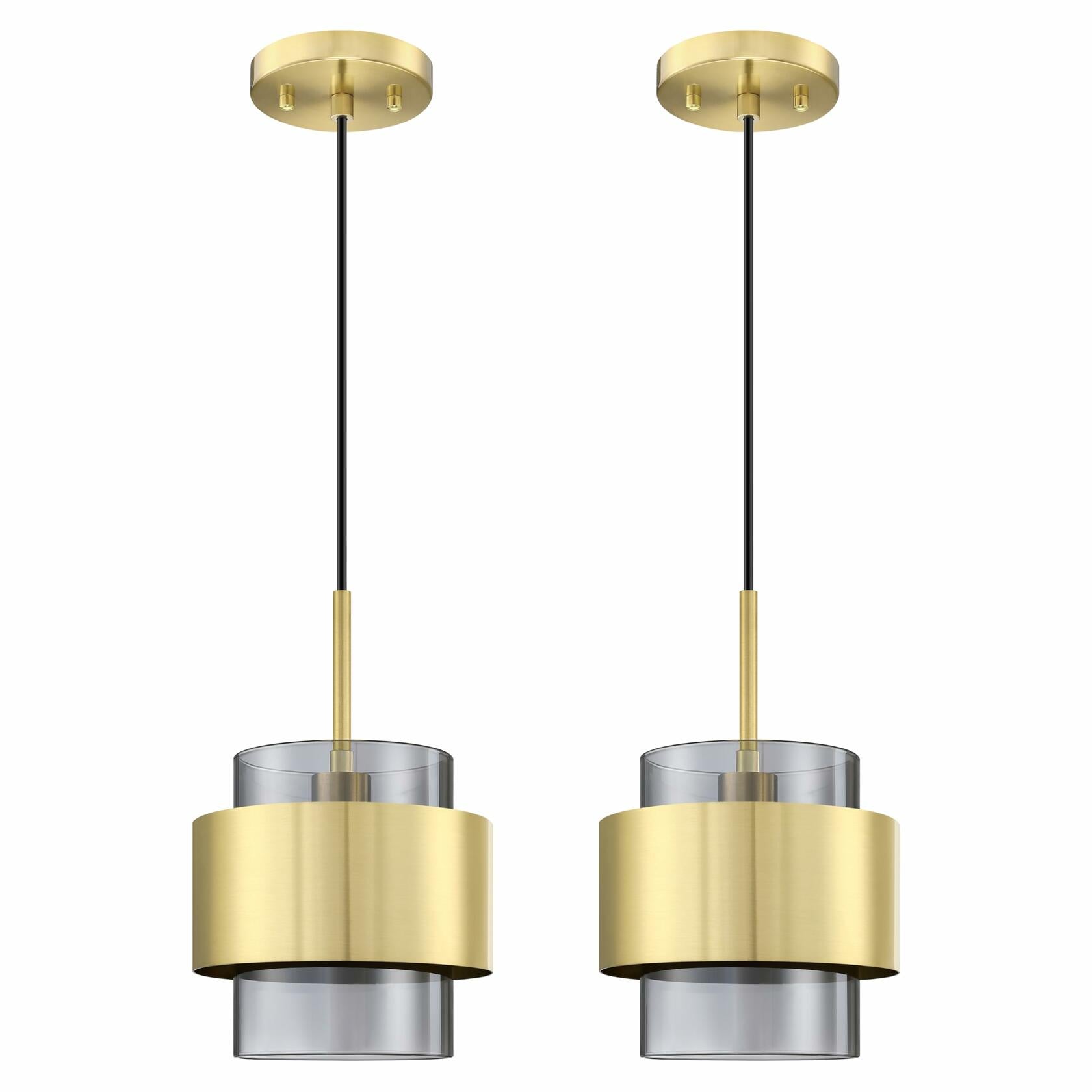 Dolaimy 3 Pack 1 Light Kitchen Island Pendant Light 6" Clear Glass Bronze