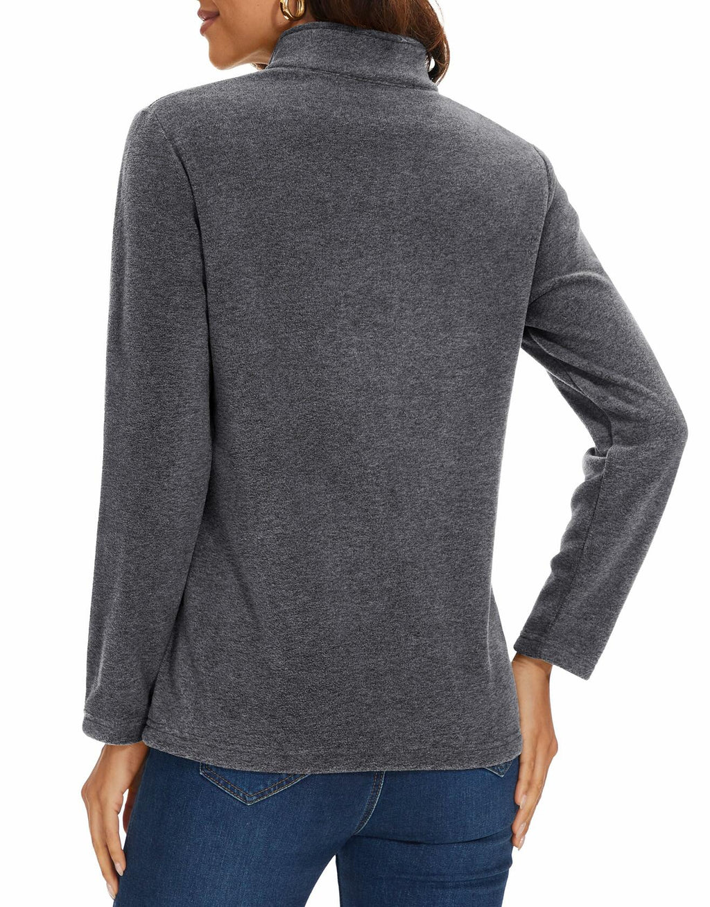 MAGCOMSEN Women's Quarter Zip Pullover Fleece Jacket Grey XL Warm Comfort