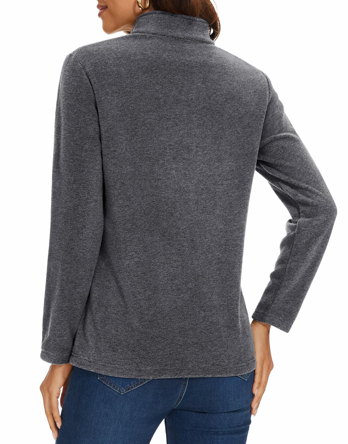 MAGCOMSEN Women's Quarter Zip Pullover Fleece Jacket Grey XL Warm Comfort