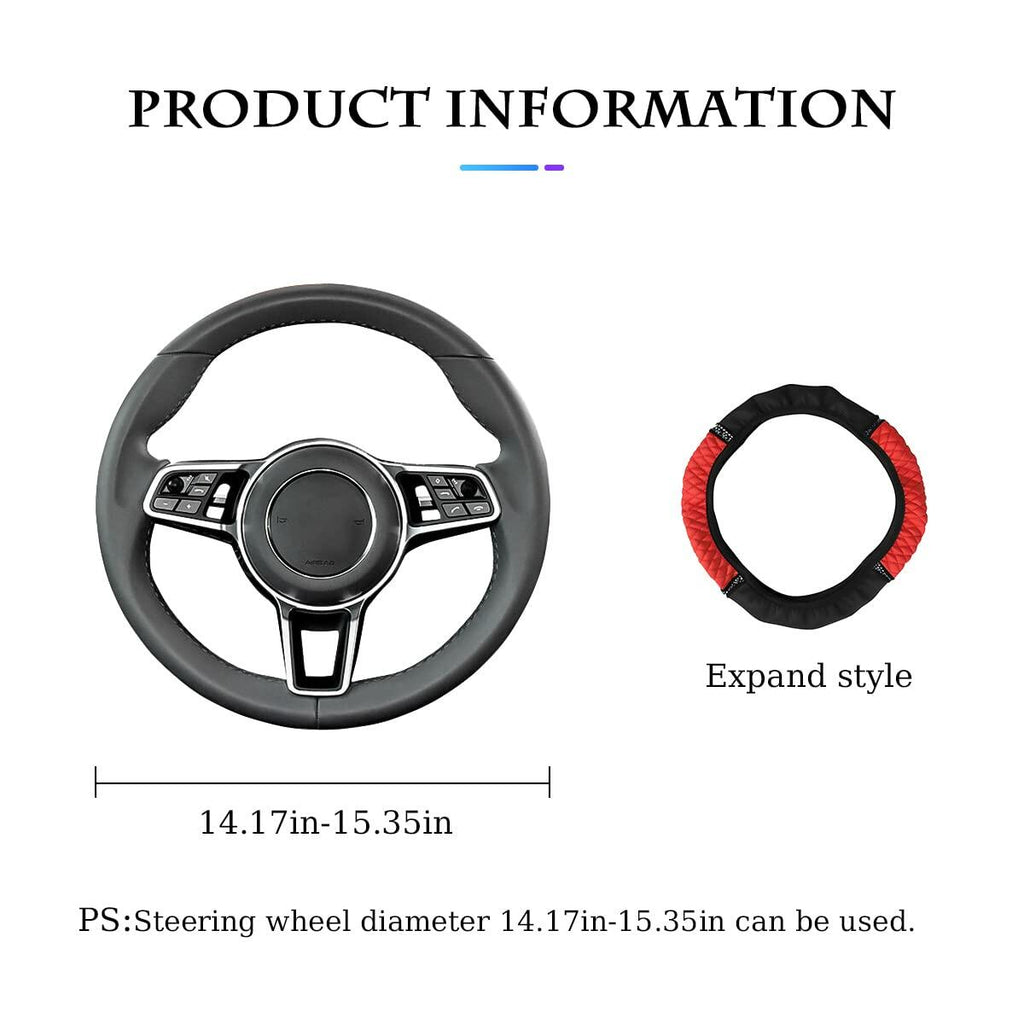 Bling Soft Leather Steering Wheel Cover 15 Inch Red Rhinestones