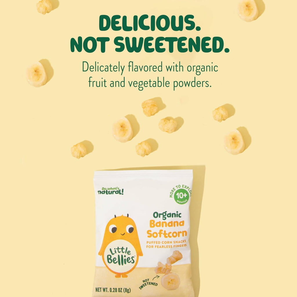 BestBy01/25 Little Bellies Organic Banana Softcorn Baby Snack 18 Pack 5.04oz