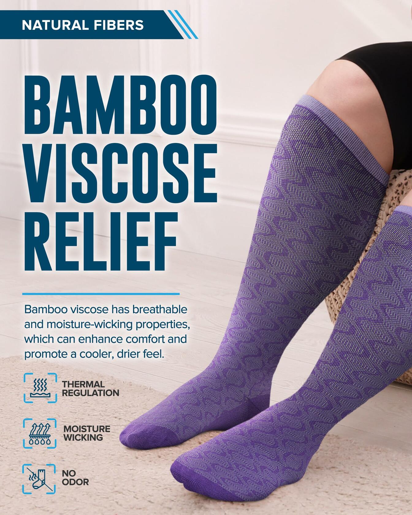 Doctor's Select 3-Pair Compression Socks – Wide Calf, Bamboo Blend - Size XXL