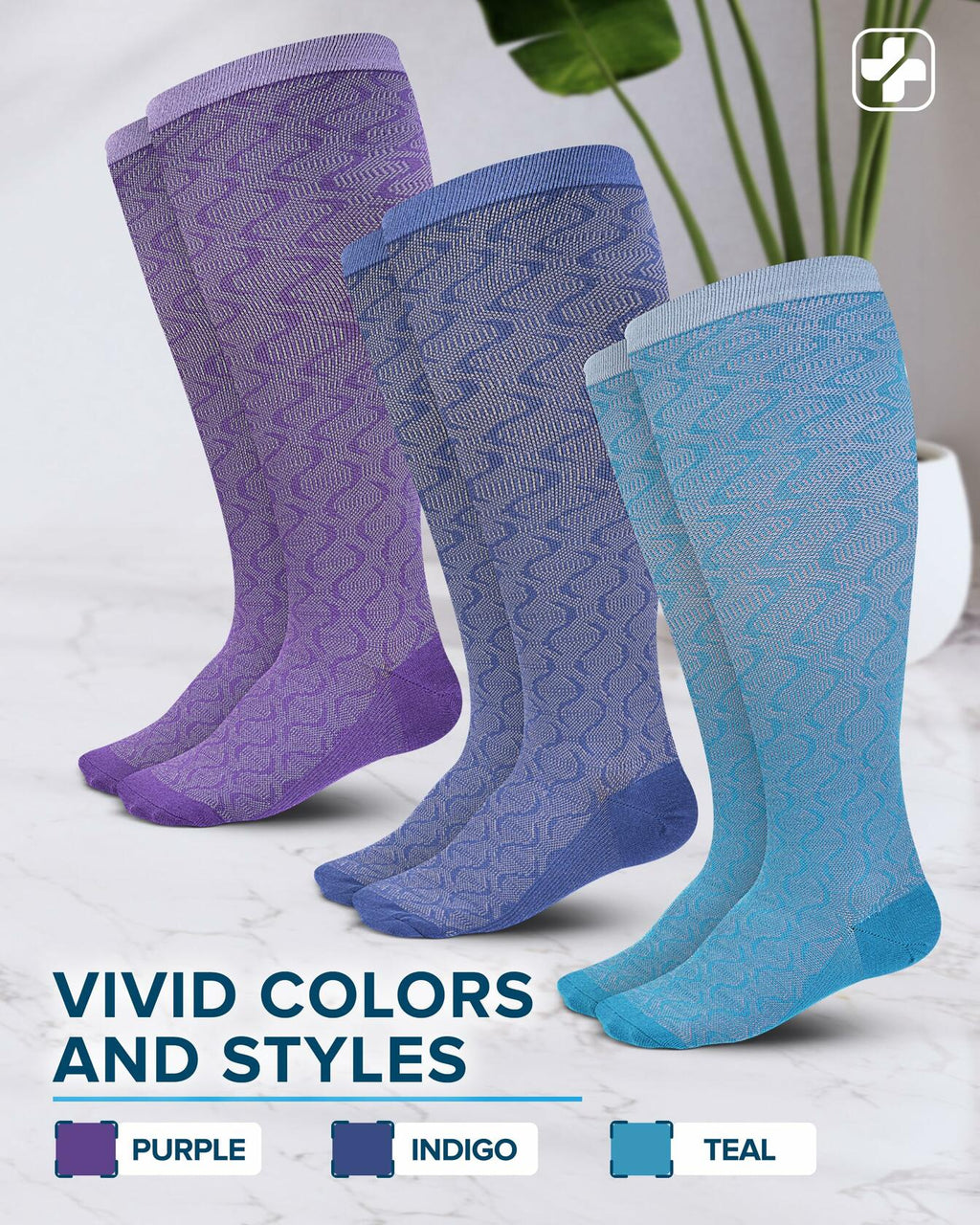 Doctor's Select 3-Pair Compression Socks – Wide Calf, Bamboo Blend - Size XXL