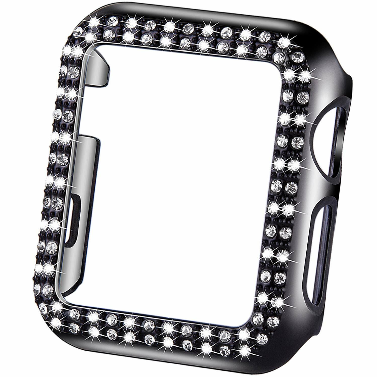 VIQIV Bling Face Bumper Case Cover for Apple Watch 38-44mm Series 1-5 Black