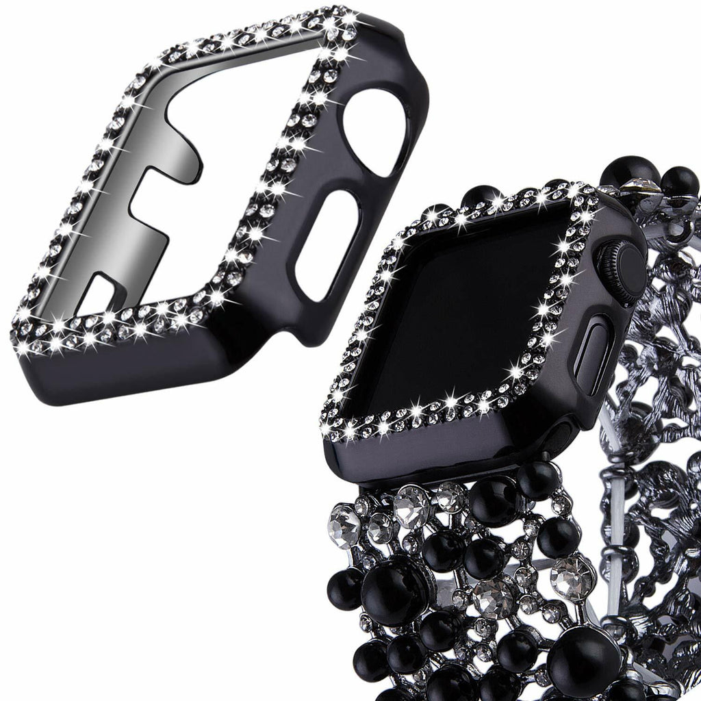 VIQIV Bling Face Bumper Case Cover for Apple Watch 38-44mm Series 1-5 Black