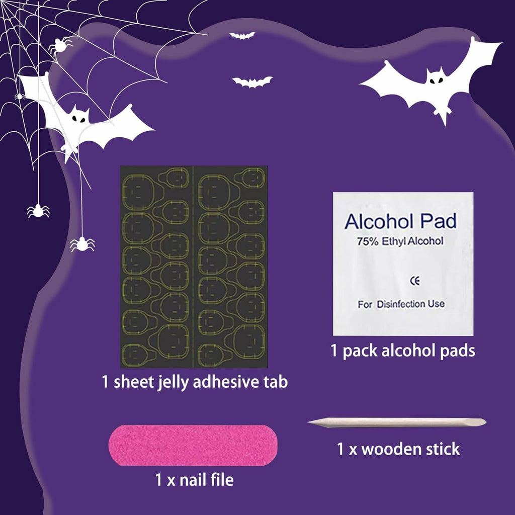 24 Pcs Halloween Stiletto Acrylic Press On Nails Full Cover Acrylic False