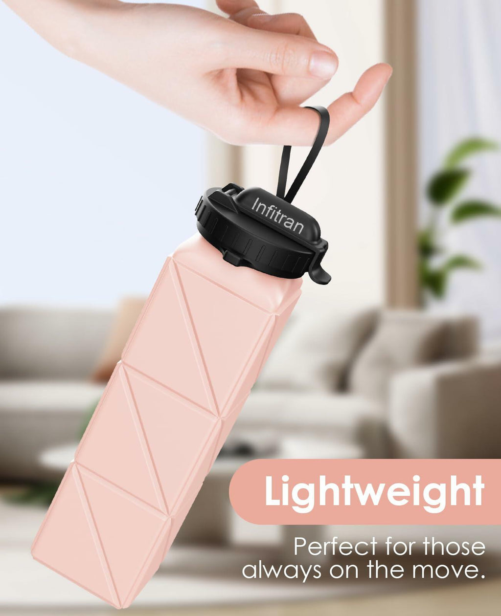 Infitran 2-Pack 20.6oz Collapsible BPA-Free Silicone Leak-Proof Water Bottles