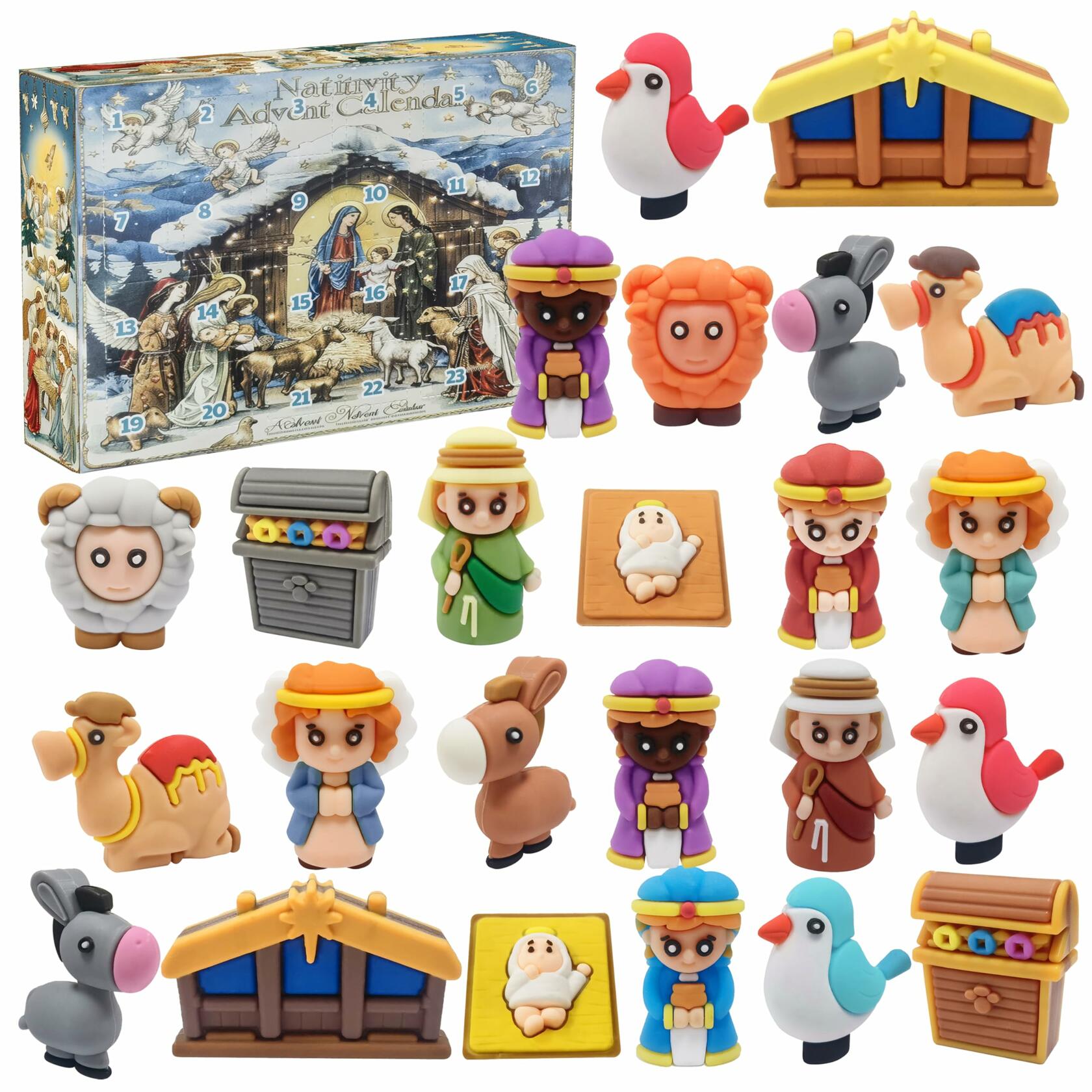 Cherislpy 2025 Nativity Advent Calendar Kids Christian Xmas Toy