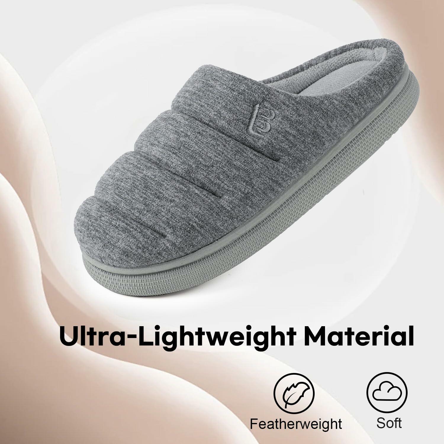 LongBay Women's House Slippers Memory Foam Slip On Clogs Grey Size 11-12