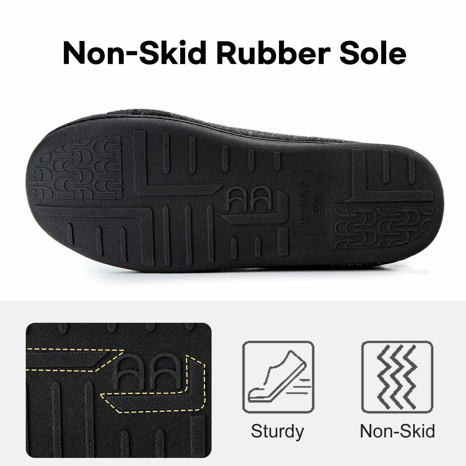 LongBay Diabetic Slippers Women 7 B(M) Black Memory Foam Cozy House Shoes