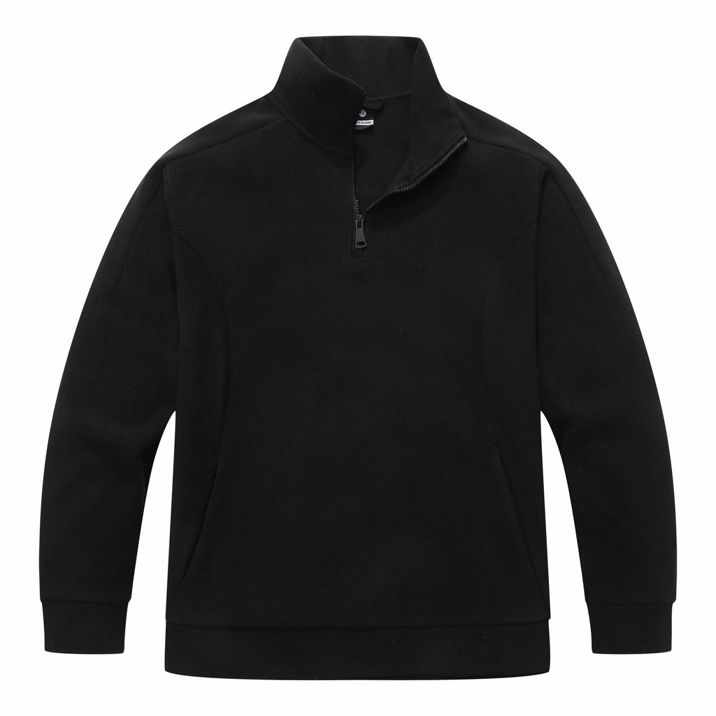 KAIDER Women's Plus Size Polar Fleece Pullover Jacket Black Quarter-Zip Long