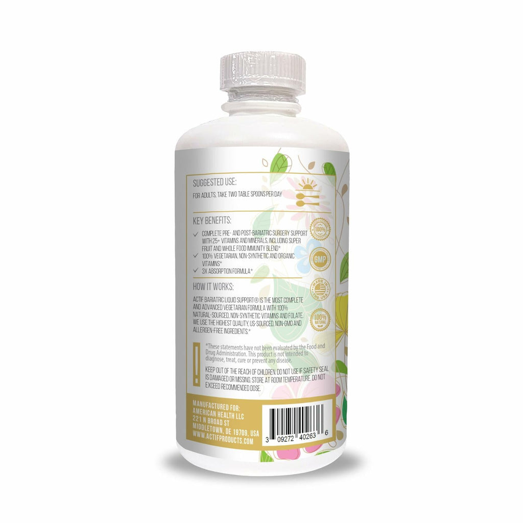 Actif Organic Bariatric Liquid Support 32oz Advanced Formula Non GMO