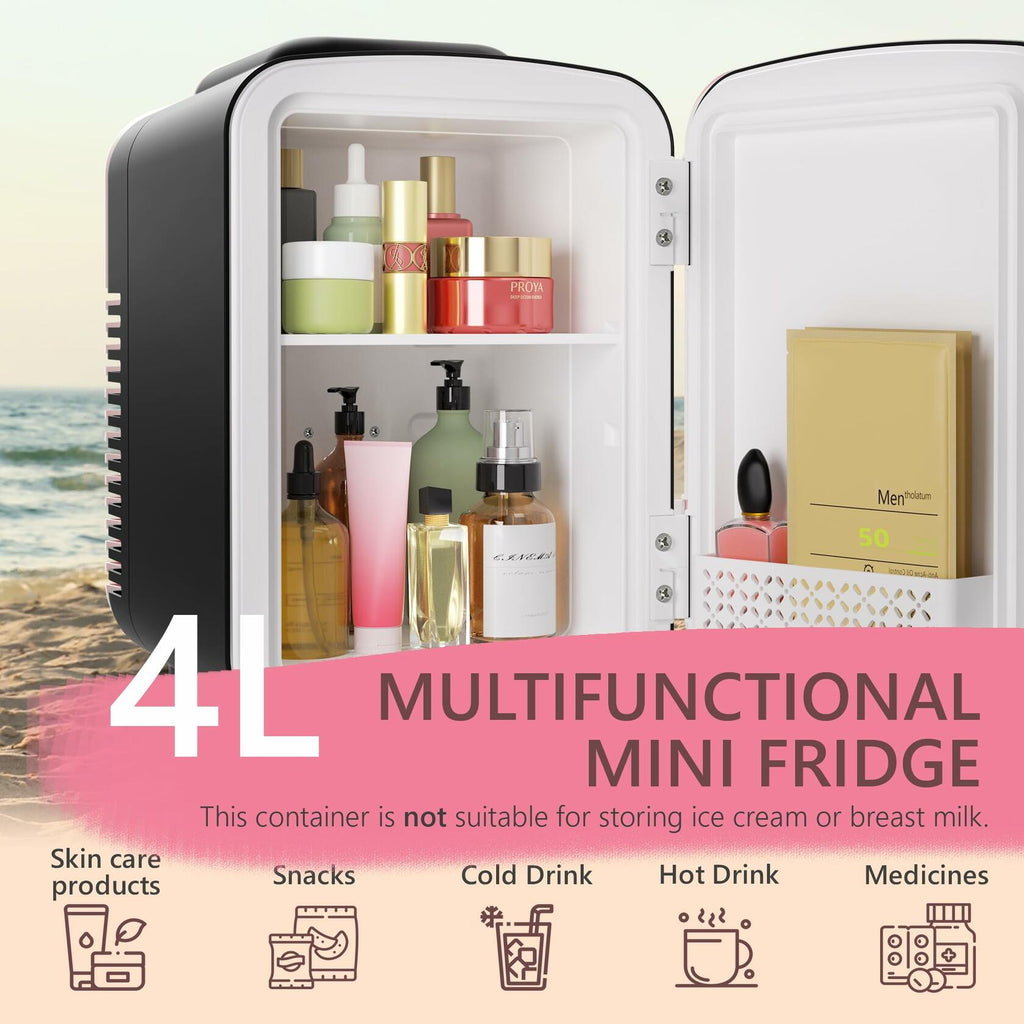 [Like New] EUHOMY 4L Mini Fridge Portable Cooler Warmer Black Cosmetics Drinks