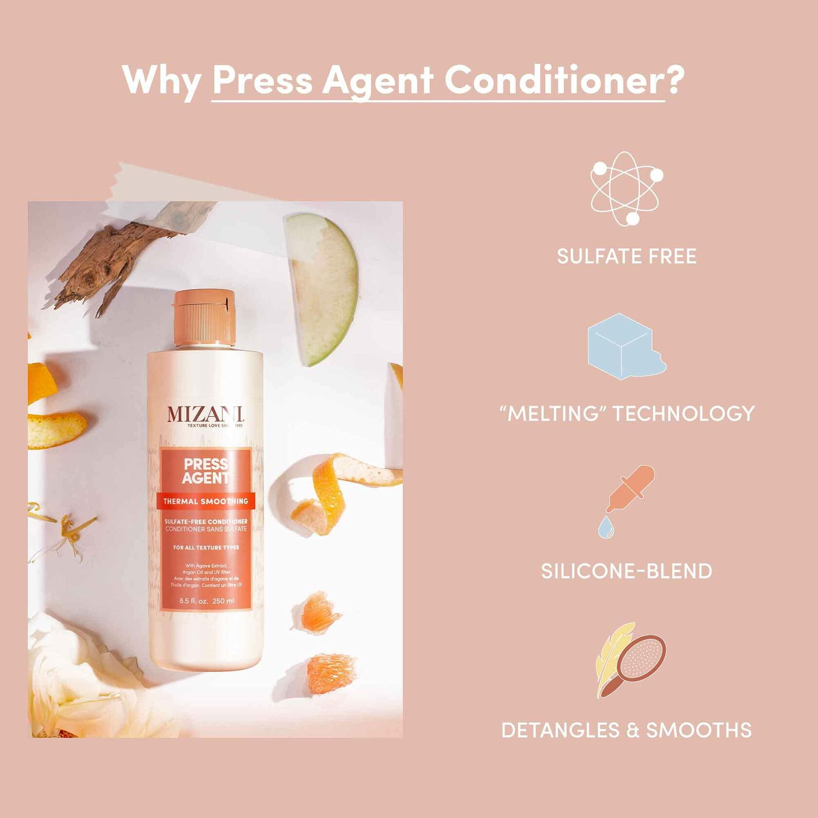 MIZANI Press Agent Thermal Smoothing Sulfate-Free Conditioner 33.8oz Pink