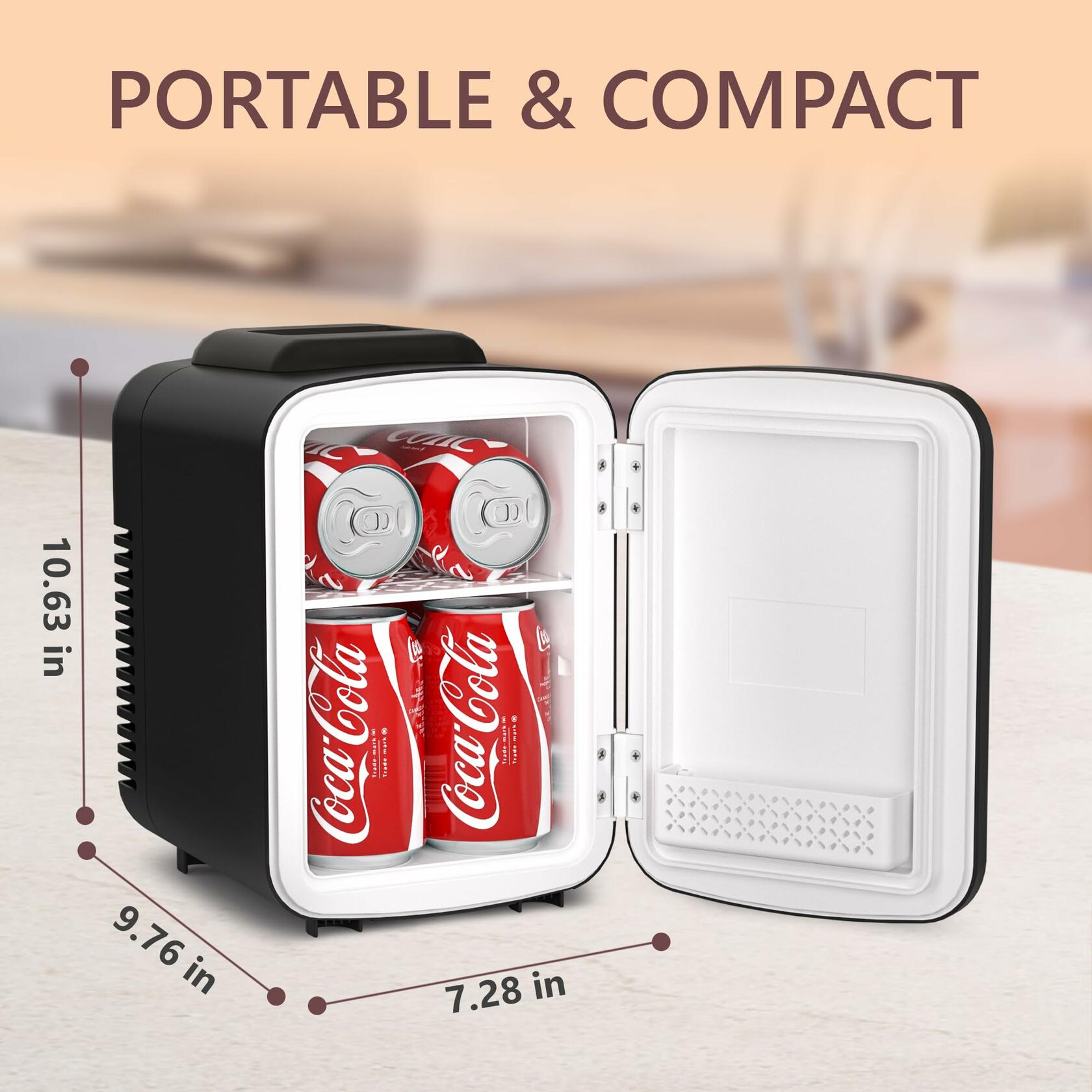 [Like New] EUHOMY 4L Mini Fridge Portable Cooler Warmer Black Cosmetics Drinks