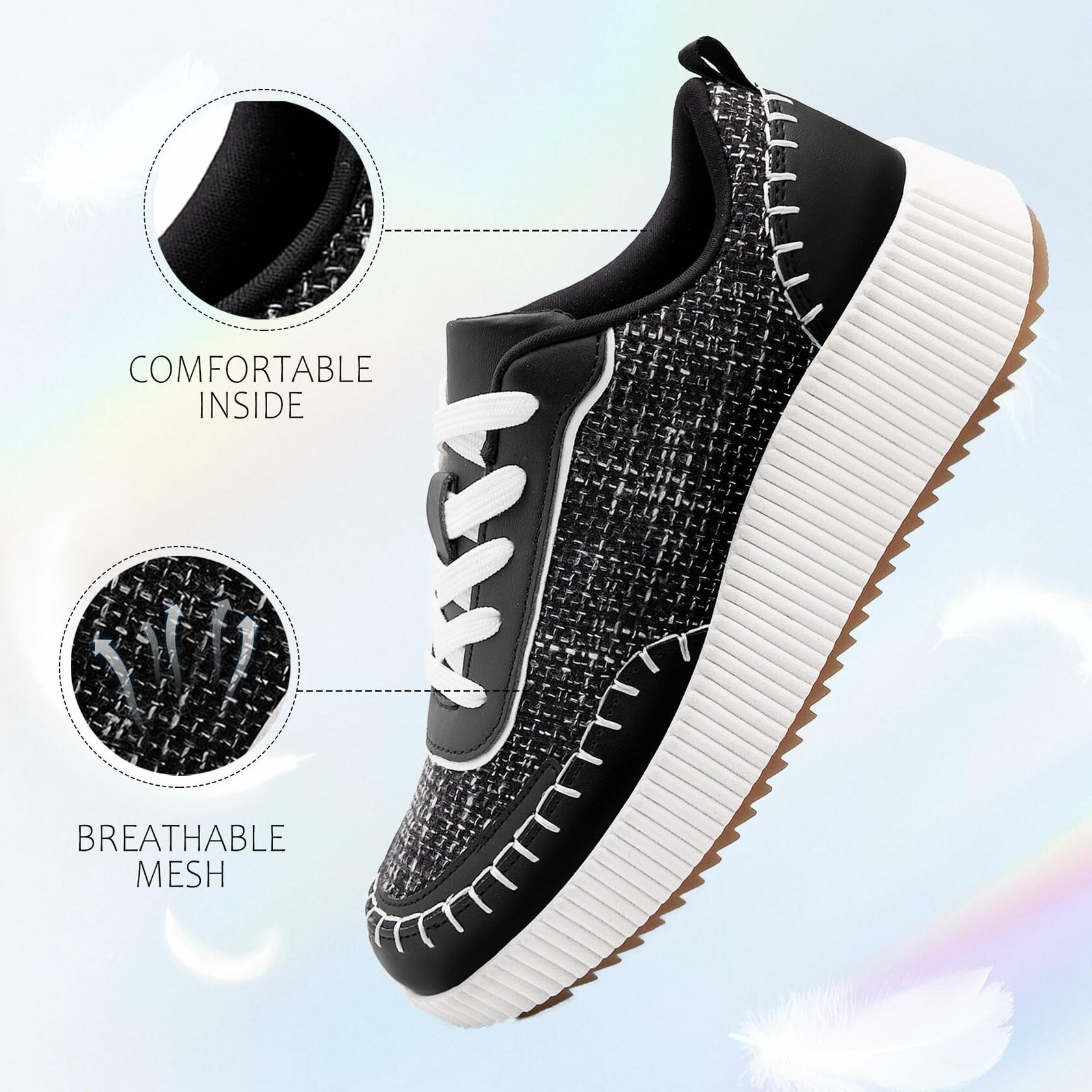 Women's Fashion Sneakers Low Top Casual Comfortable Walking Shoes Size 9