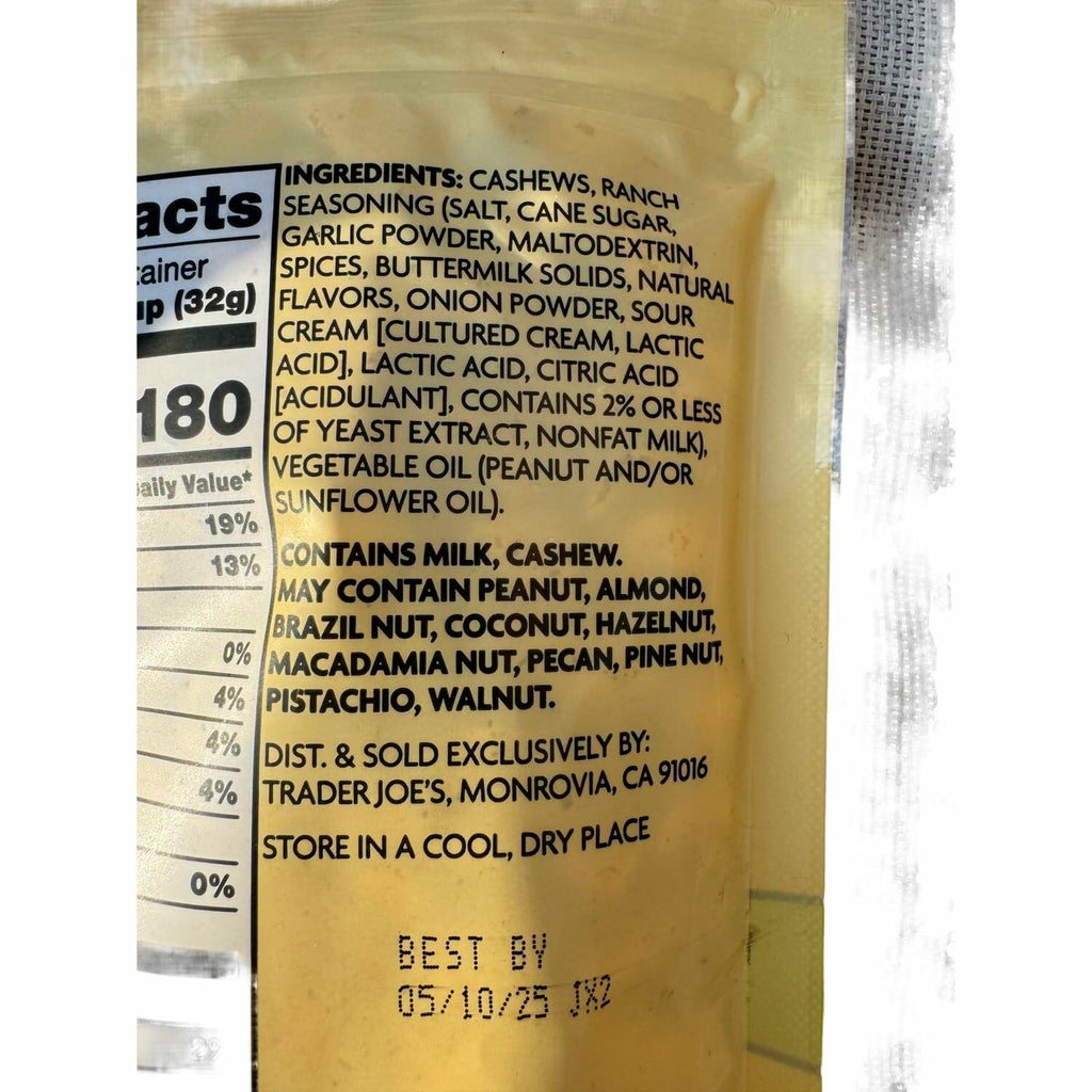 BestBy06/25 Trader Joe's Ranch Seasoned Cashews 8 oz - Savory Snack