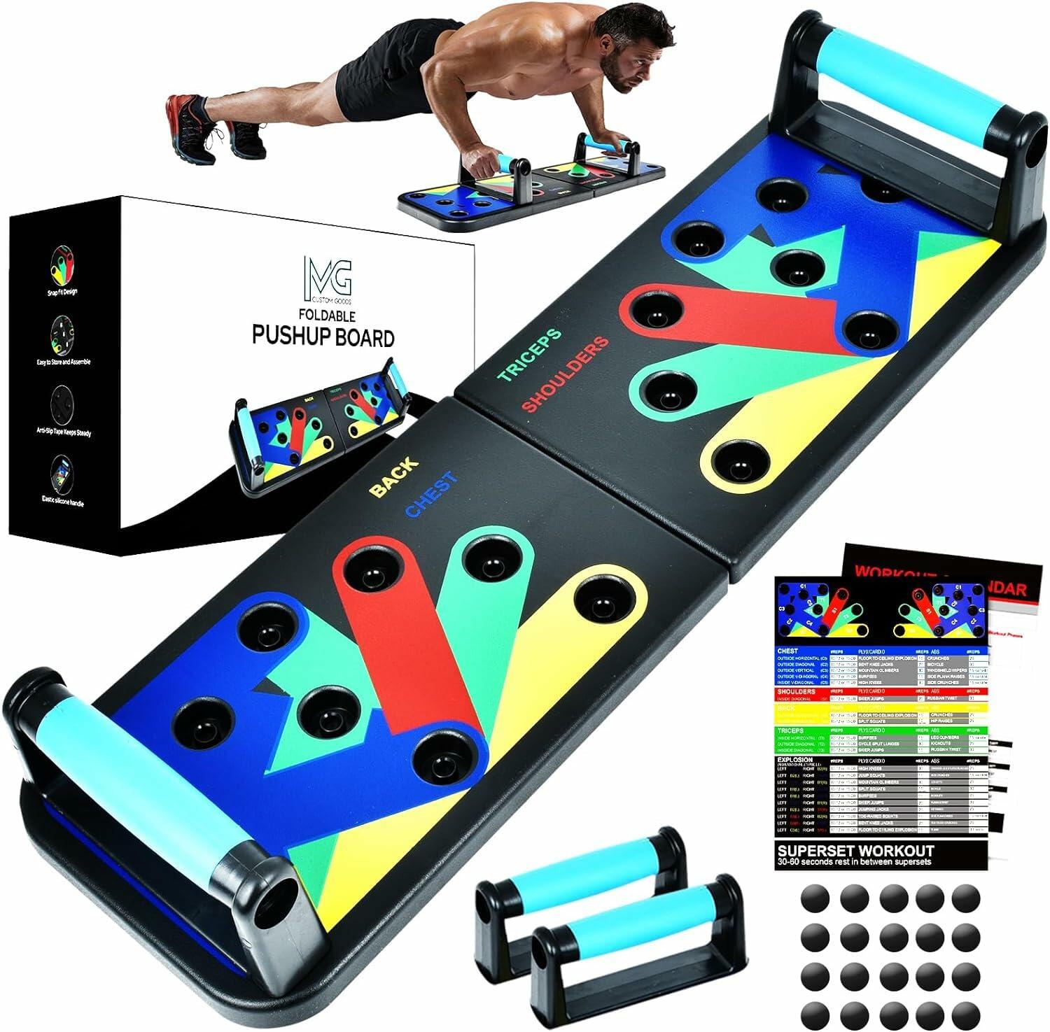 [Like New] MG Push Up Board with 5 Resistance Bands & Jump Rope - Portable Home Gym Set