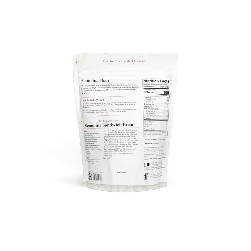 BestBy04/25 King Arthur Semolina Flour 3 lbs Coarse Ground High Protein Kosher