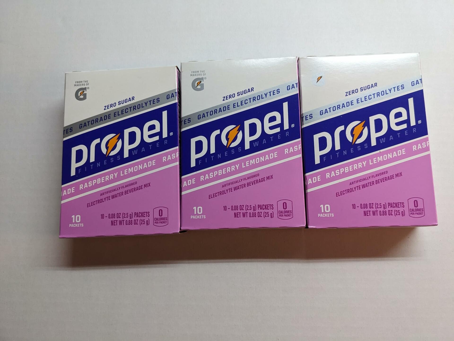 BestBy07/25 Propel Raspberry LemonadeDrink Mix Electrolytes&Vitamins 0.08oz 30ct