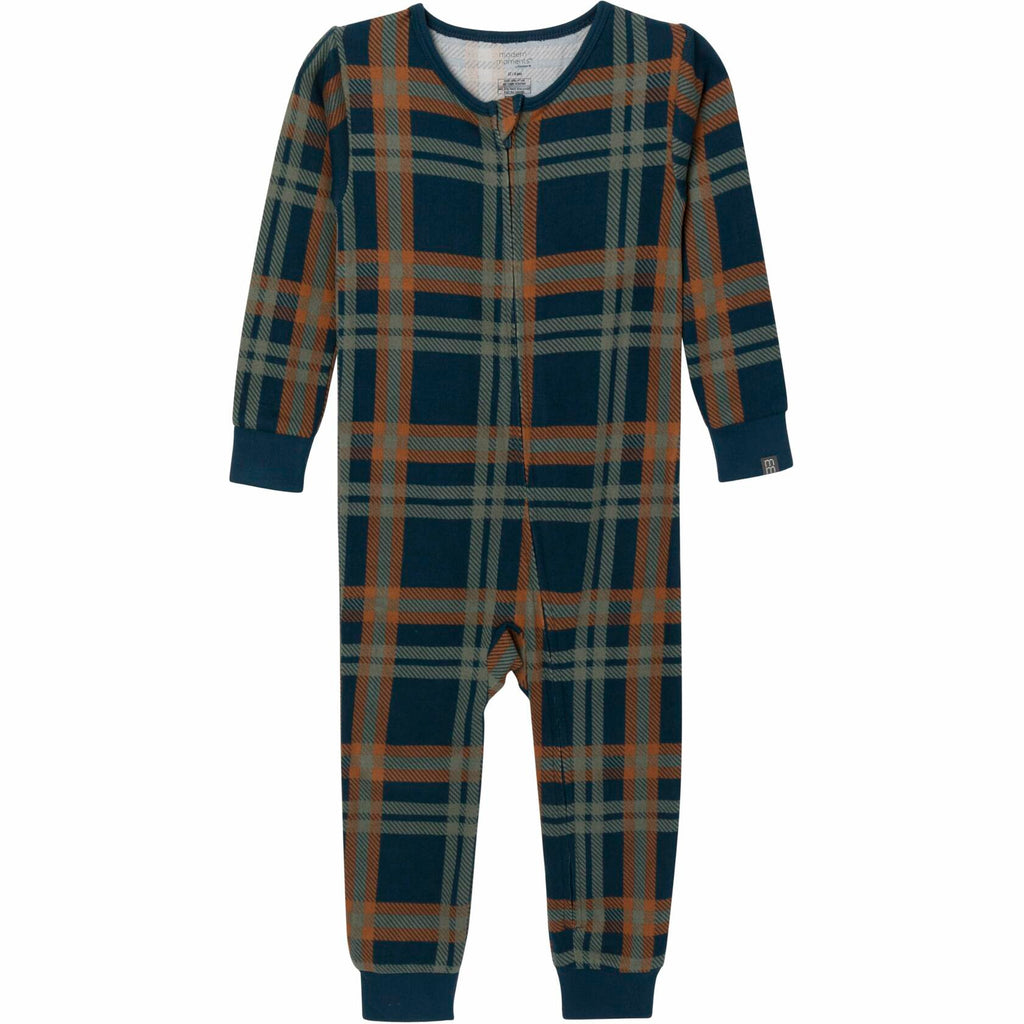 Gerber Baby Hacci Footless Pajamas Navy Plaid Size 12 Months