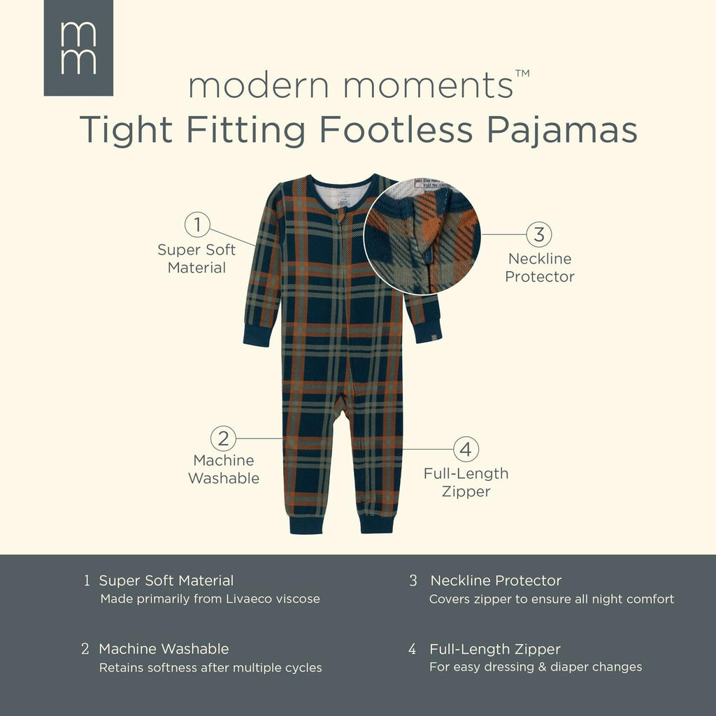 Gerber Baby Hacci Footless Pajamas Navy Plaid Size 12 Months