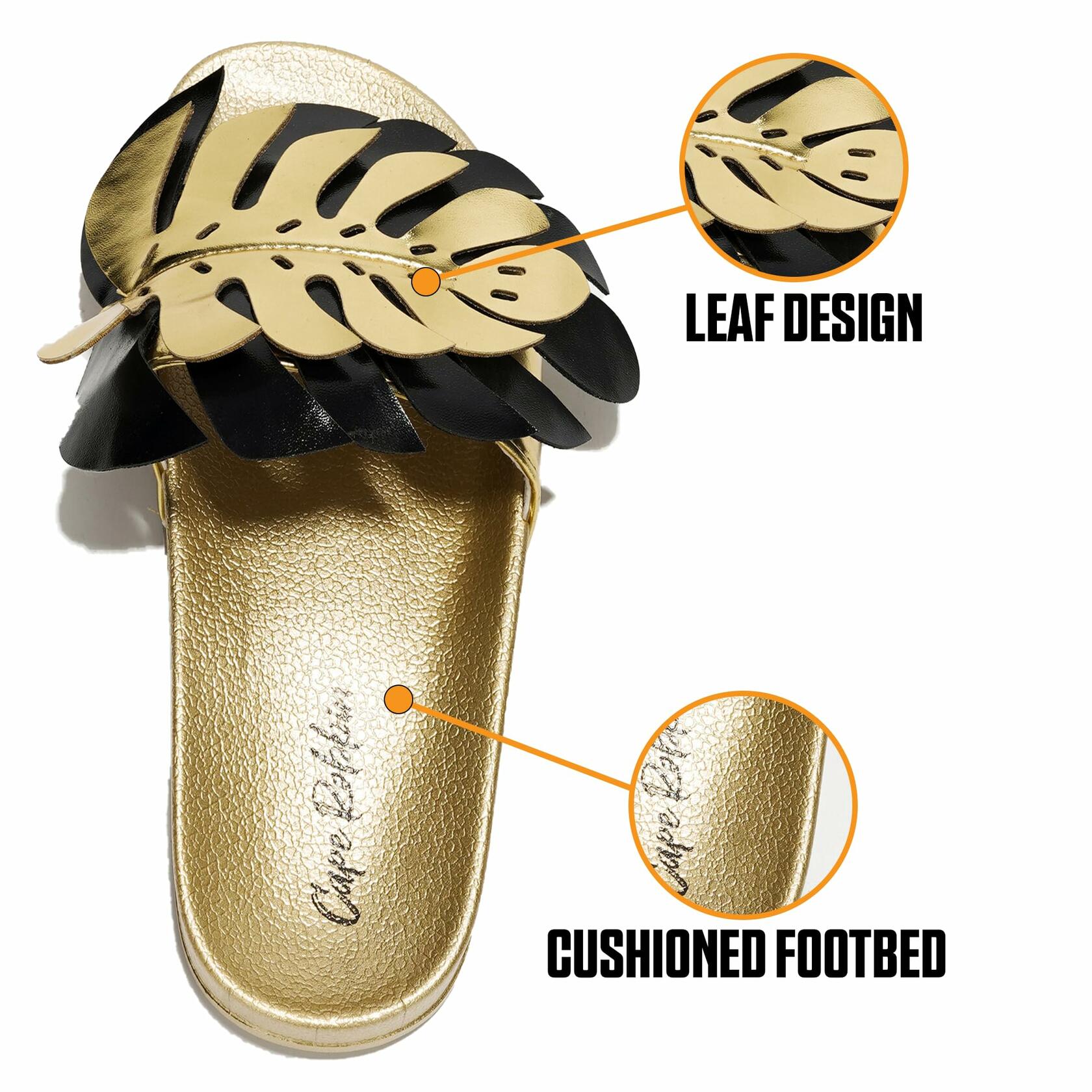 [Like New] Cape Robbin Sharai Women's Leaf Design Black Slides Sandals Size 9