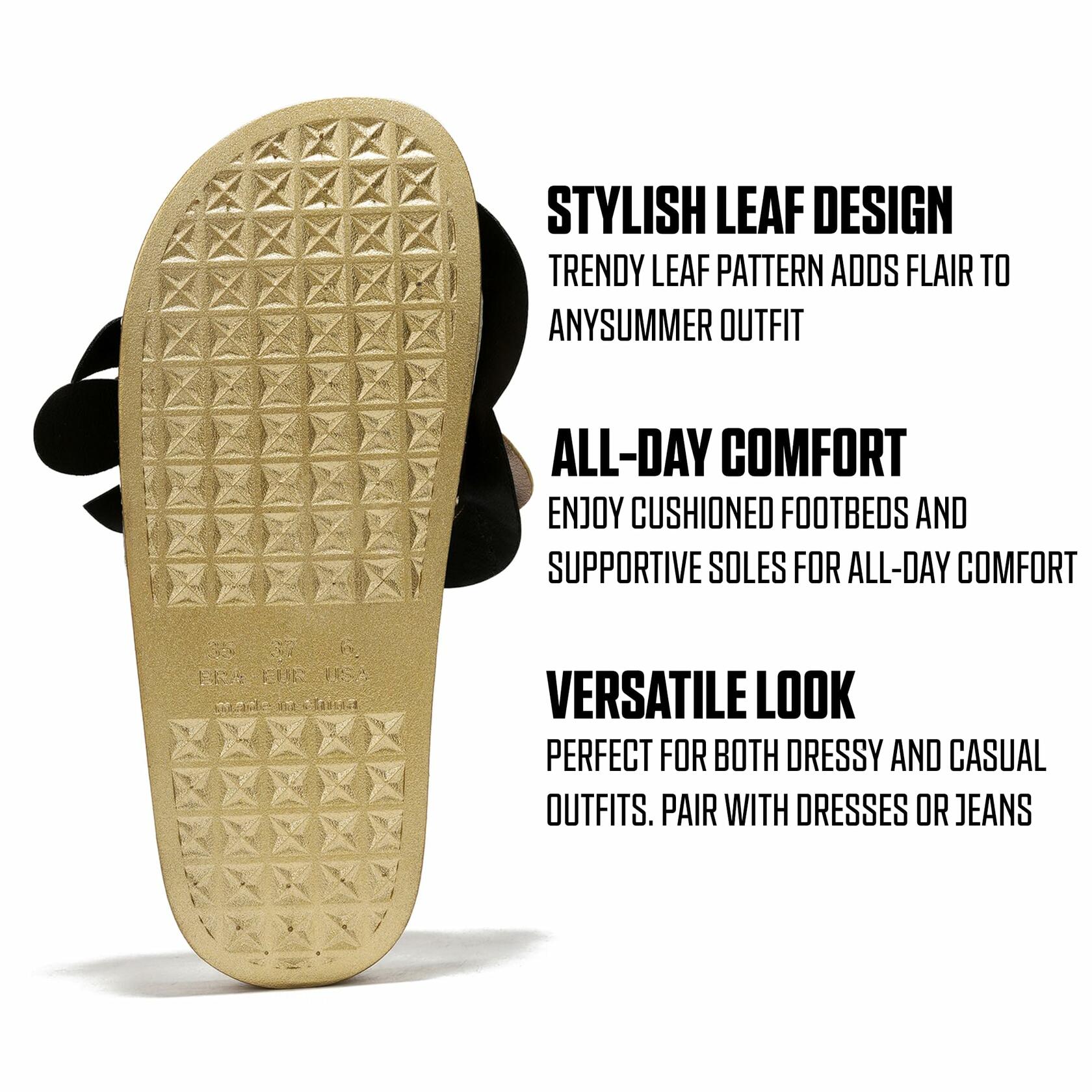 [Like New] Cape Robbin Sharai Women's Leaf Design Black Slides Sandals Size 9