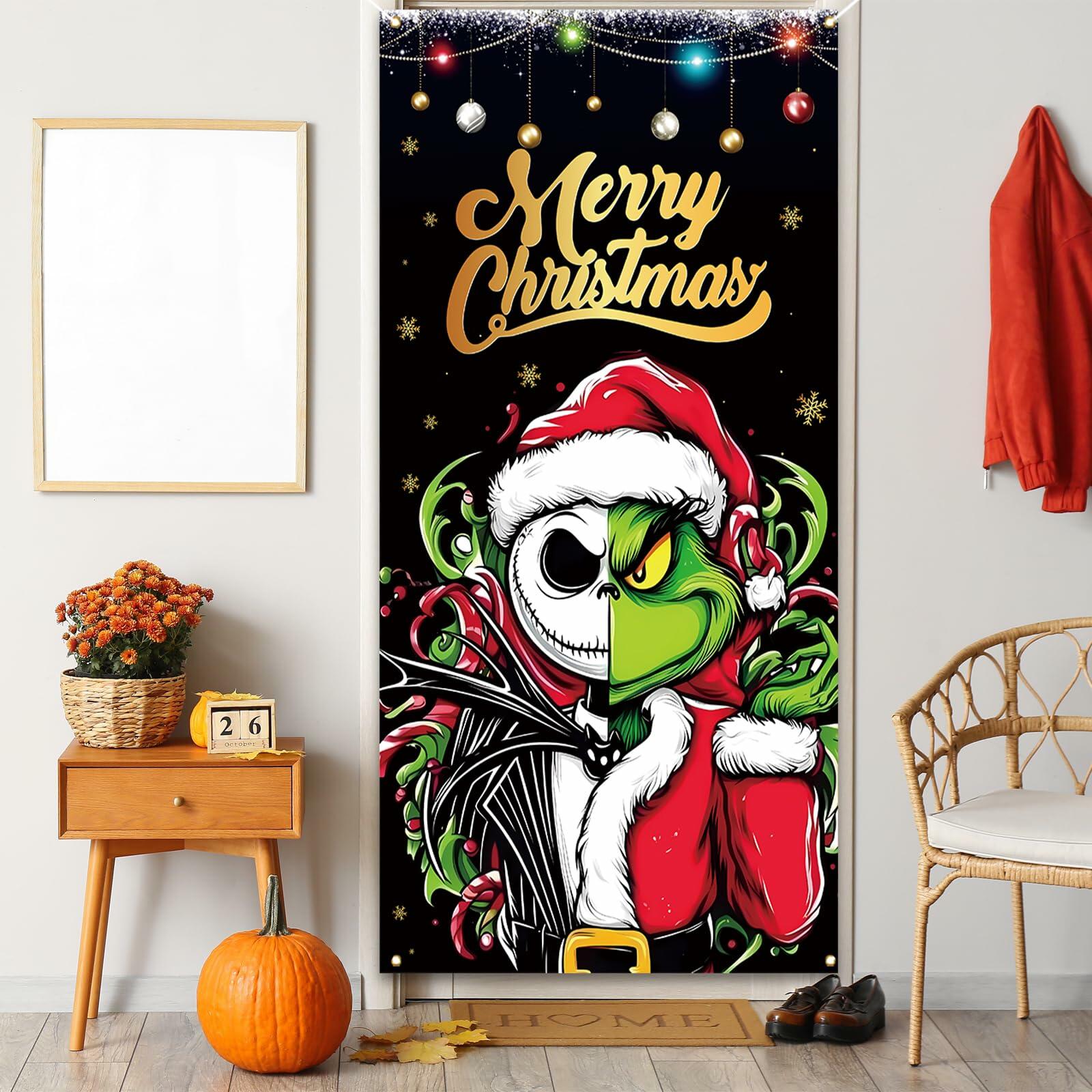 Christmas Door Cover Merry Christmas Photo Backdrop Holiday Decor 6x3 Ft