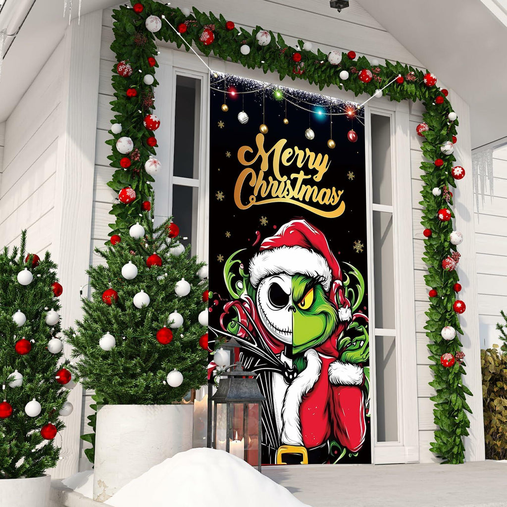 Christmas Door Cover Merry Christmas Photo Backdrop Holiday Decor 6x3 Ft