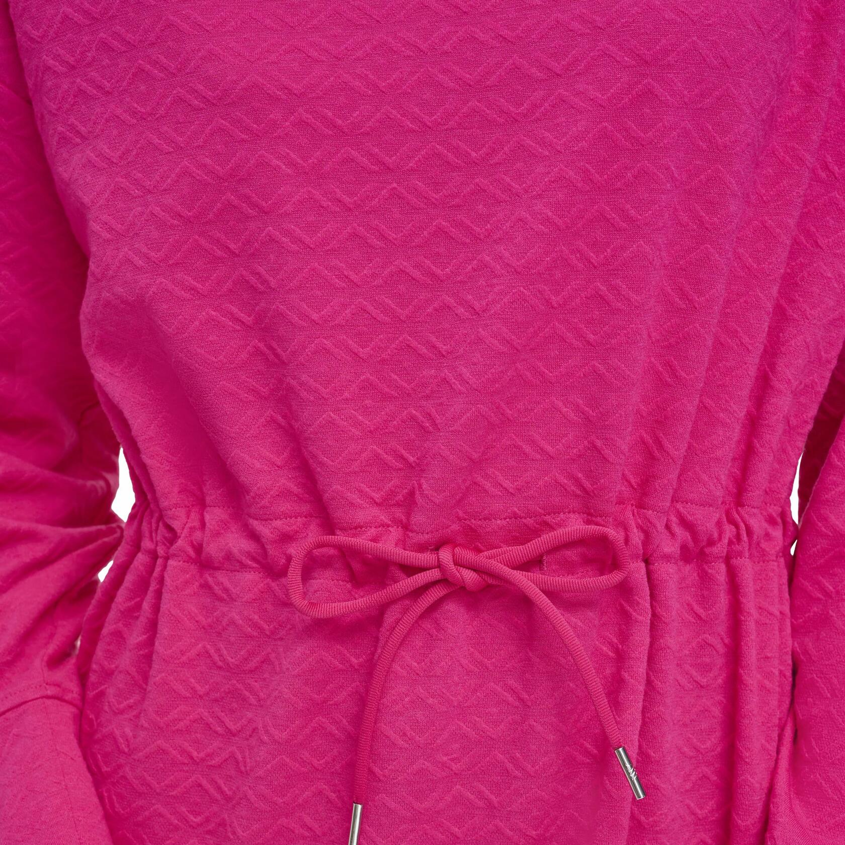 Andrew Marc Women's Geo Knit Long Sleeve Cowl Neck Tunic Fuchsia - Size XL