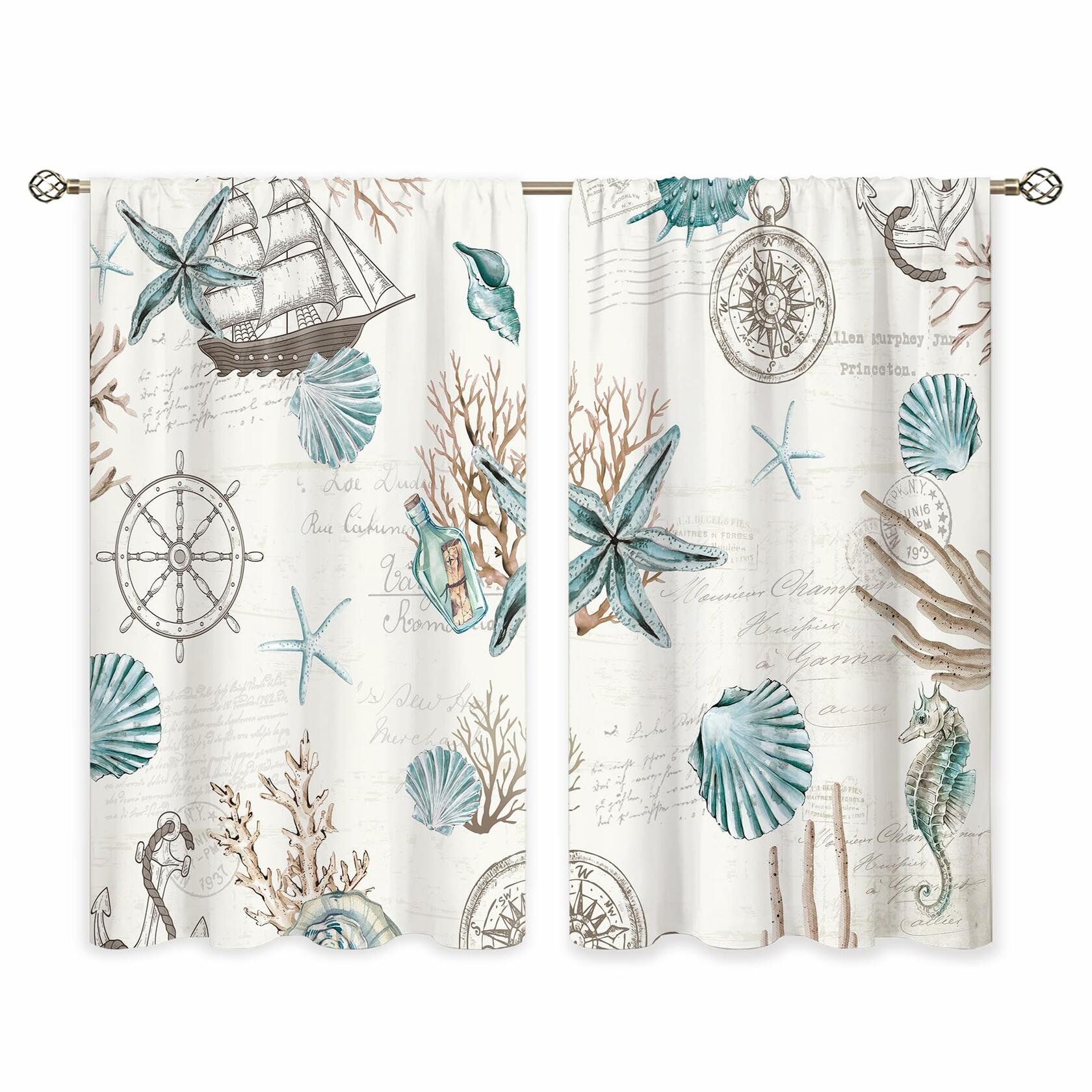 oolygoo Green Leaf Floral Kitchen Curtains Botanical Window Treatment 27.5x39in