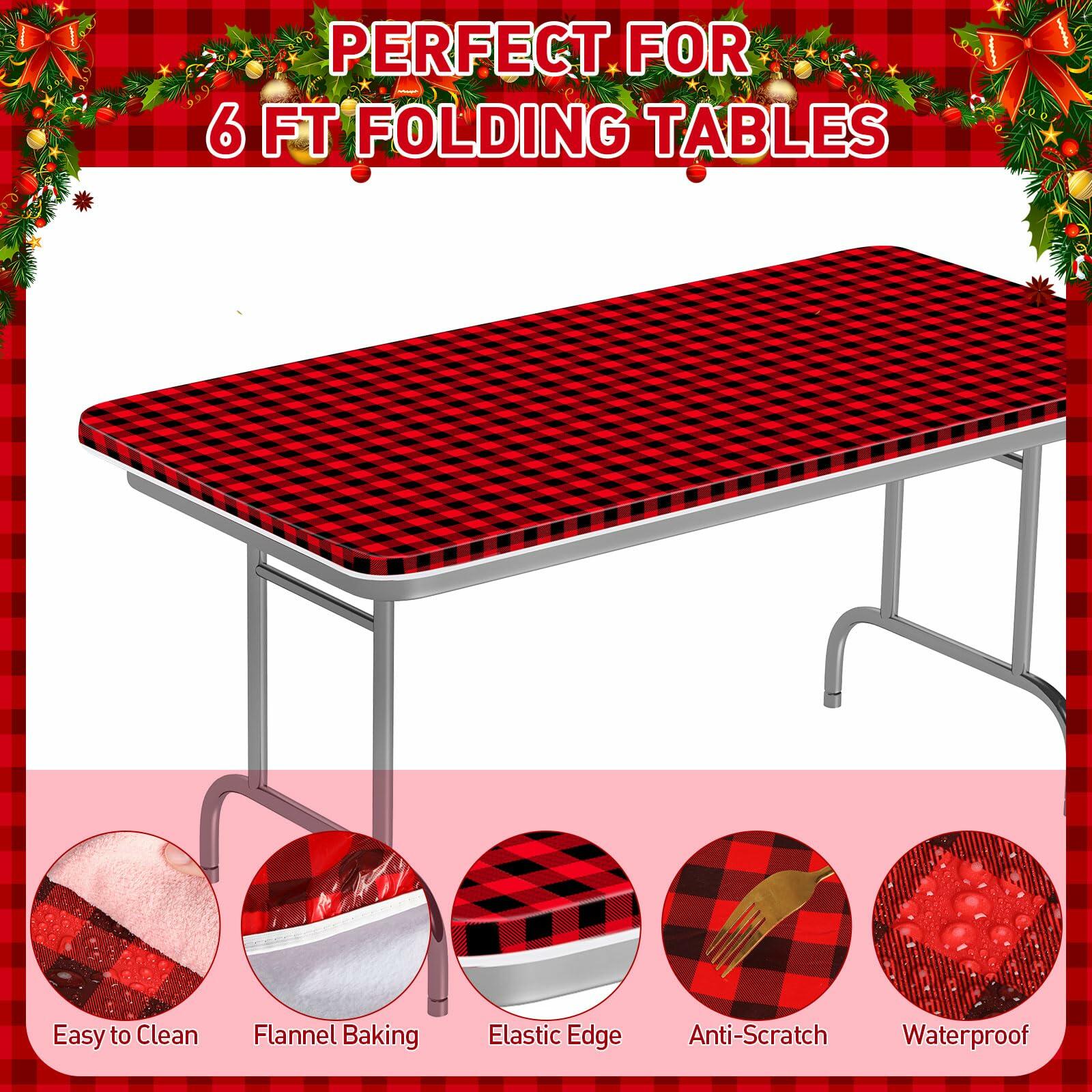 Tellingyou 4 Pc Buffalo Plaid Waterproof Christmas Tablecloth Set 65x30in