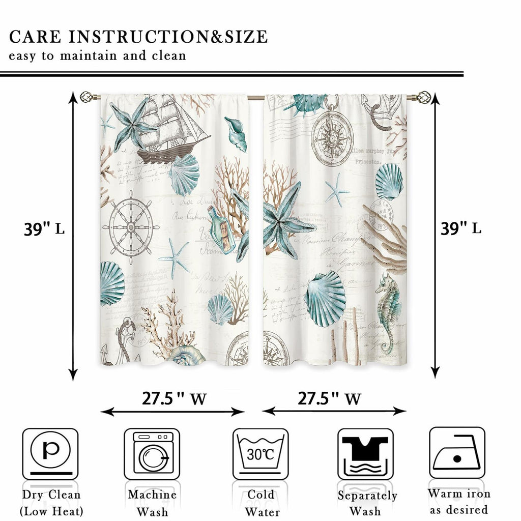 oolygoo Green Leaf Floral Kitchen Curtains Botanical Window Treatment 27.5x39in