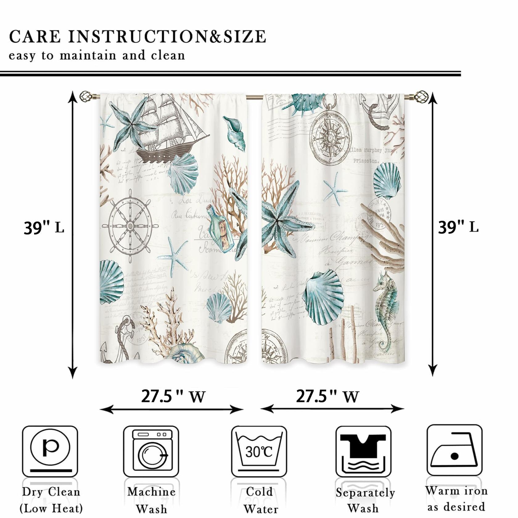 oolygoo Green Leaf Floral Kitchen Curtains Botanical Window Treatment 27.5x39in