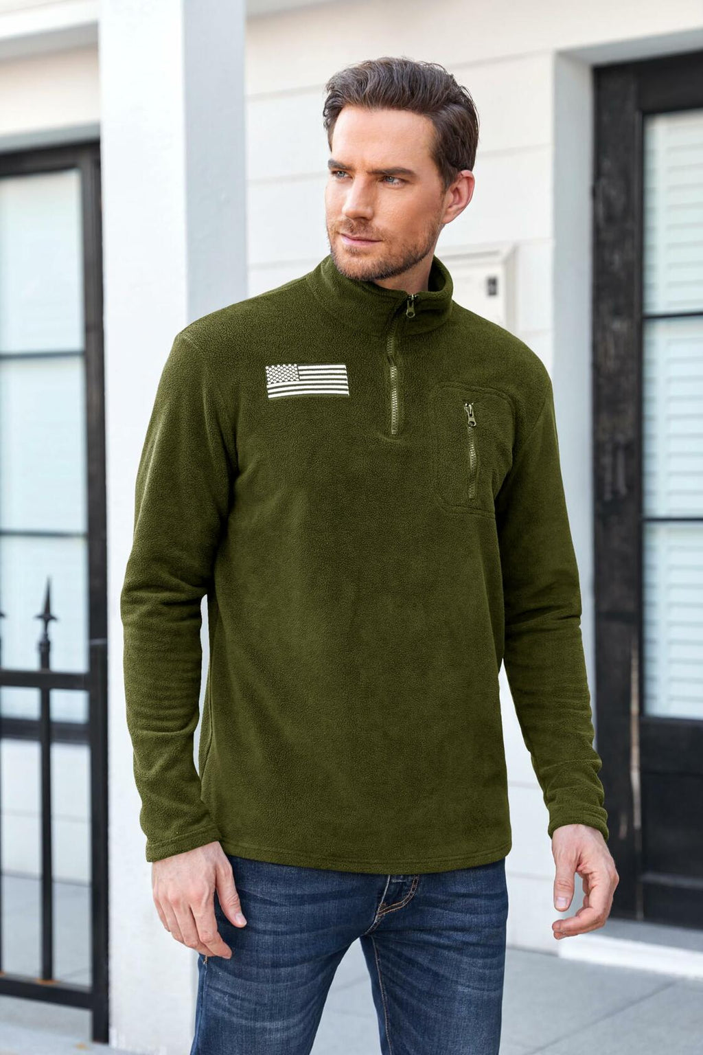 Beotyshow Men's Military Tactical Fleece Jacket Quarter Zip Size XXL