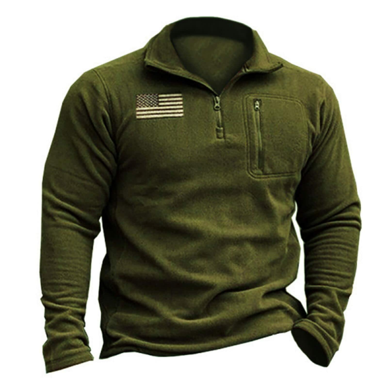 Beotyshow Men's Military Tactical Fleece Jacket Quarter Zip Size XXL