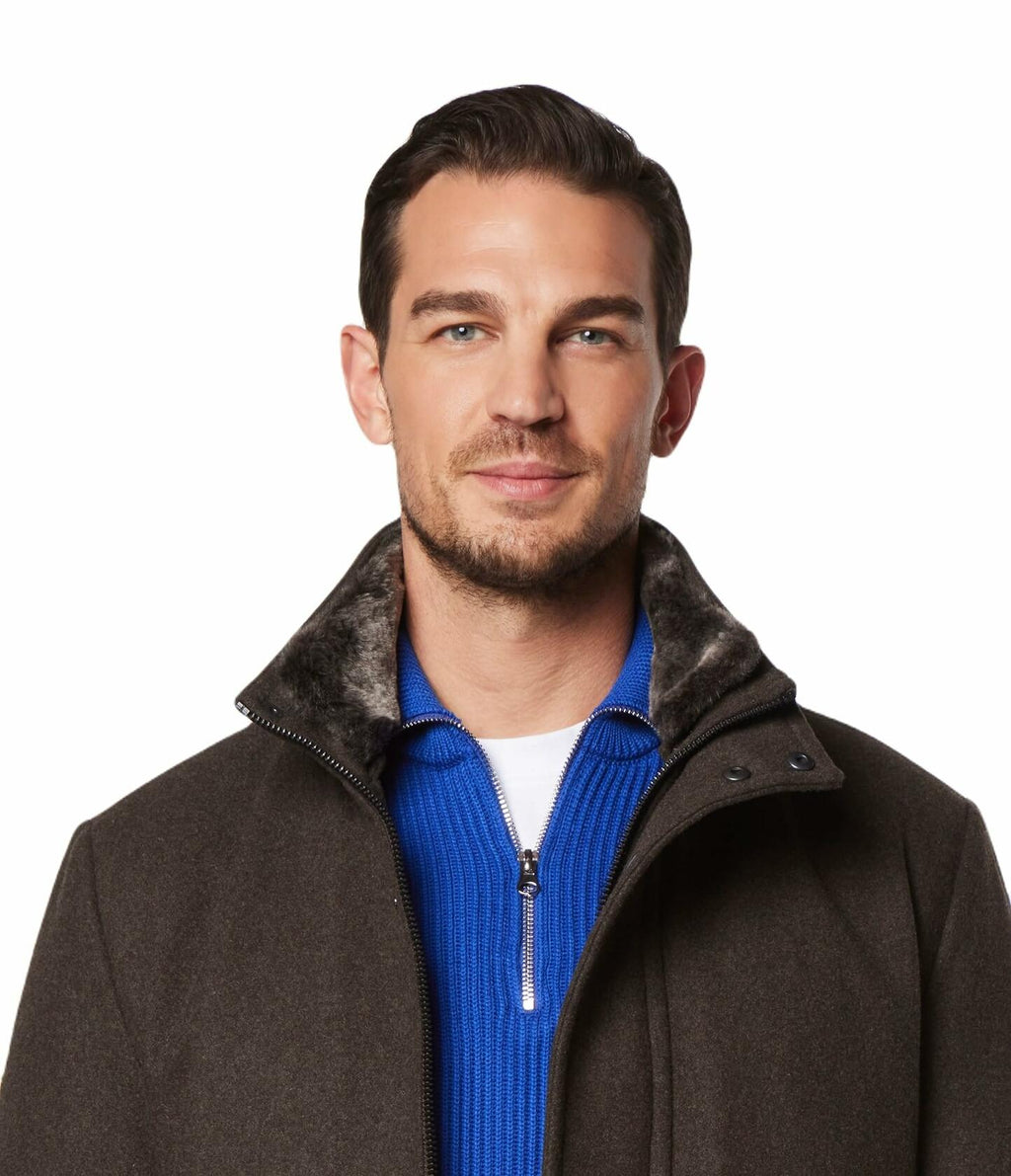 Andrew Marc Men's Softshell Jacket XL Hickory Removable Fur Collar