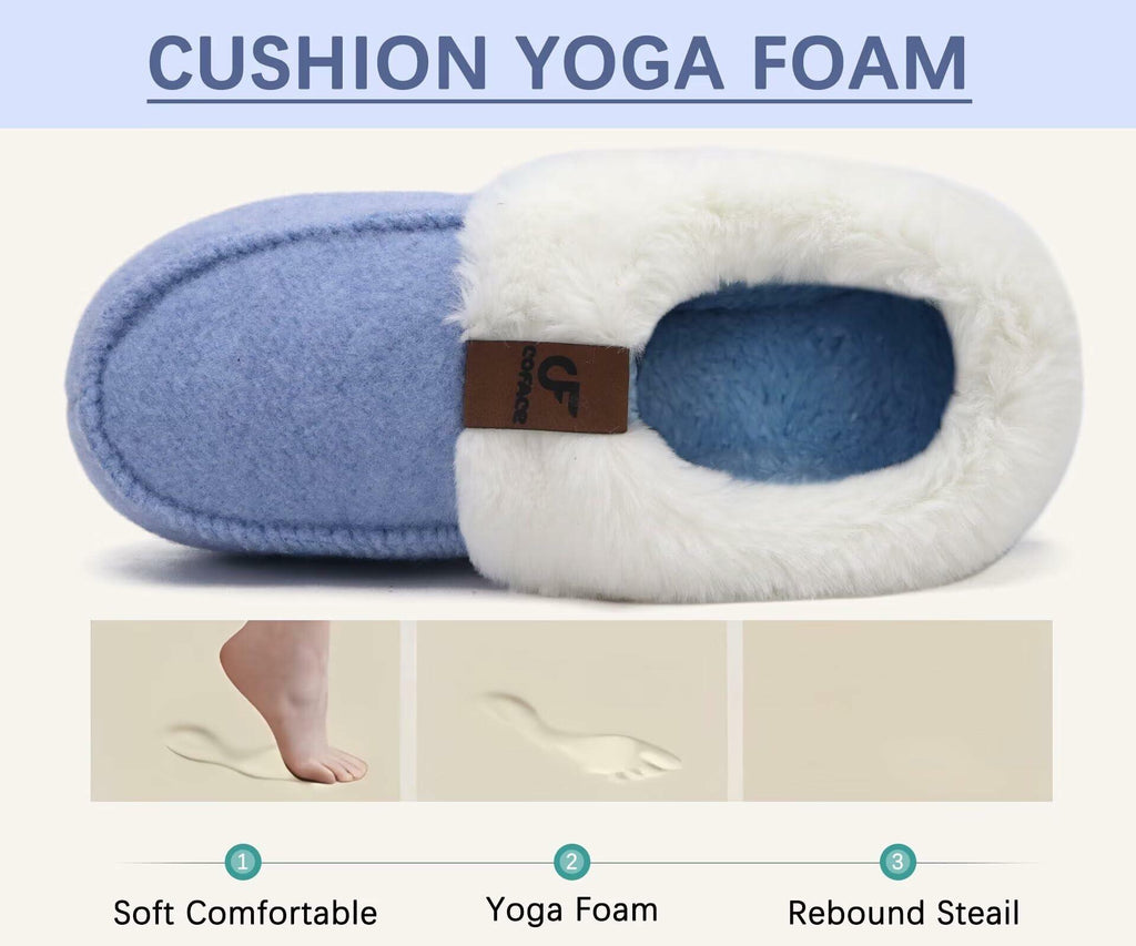 COFACE Womens Blue Moccasin Slippers Memory Foam Orthotic Size 10