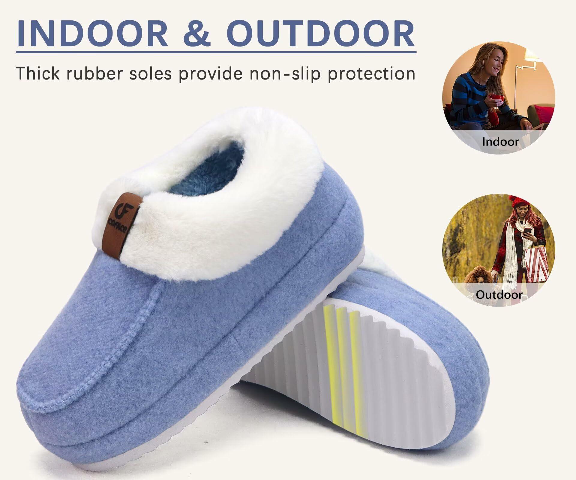 COFACE Womens Blue Moccasin Slippers Memory Foam Orthotic Size 10