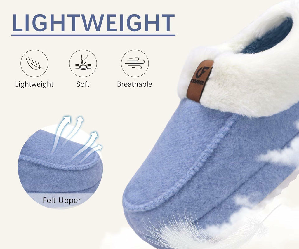 COFACE Womens Blue Moccasin Slippers Memory Foam Orthotic Size 10