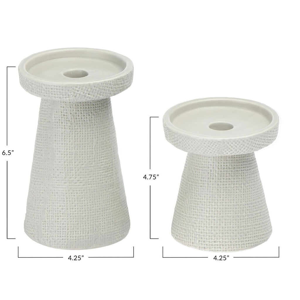 Main + Mesa Stoneware Pillar & Taper Candle Holders Set of 2 Black