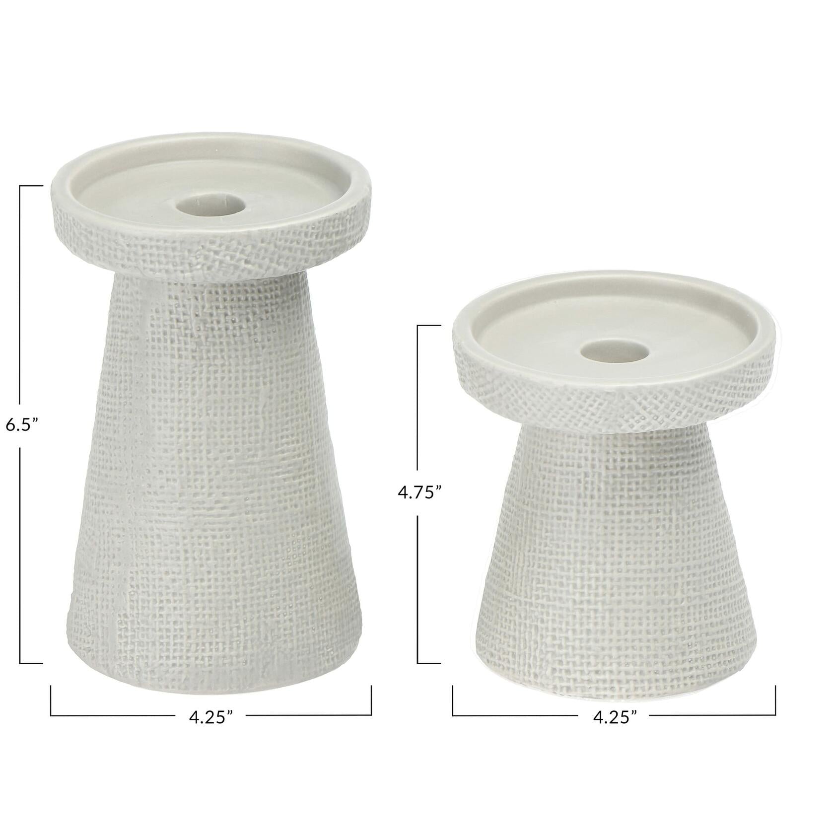 Main + Mesa Stoneware Pillar & Taper Candle Holders Set of 2 Black