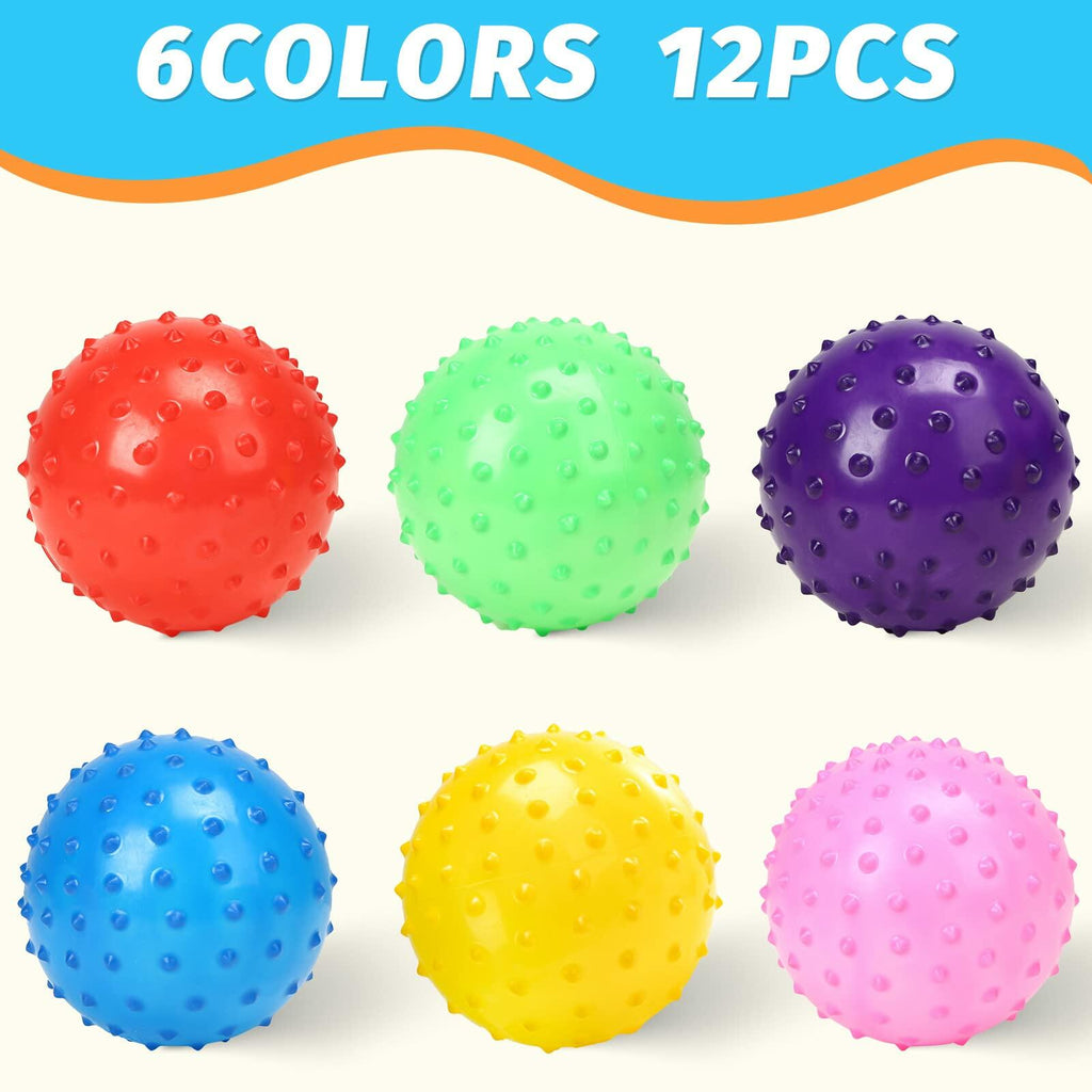LOVEINUSA Bounce Ball 12 Pack Sensory Massage Balls with Air Pump Stress Relief