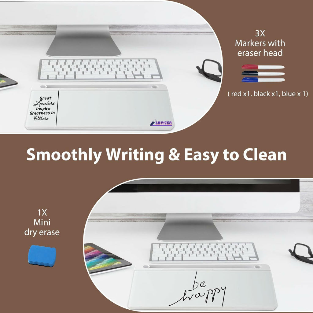 LBWCER Desk Whiteboard with 3 Markers 1 Eraser Organizer White