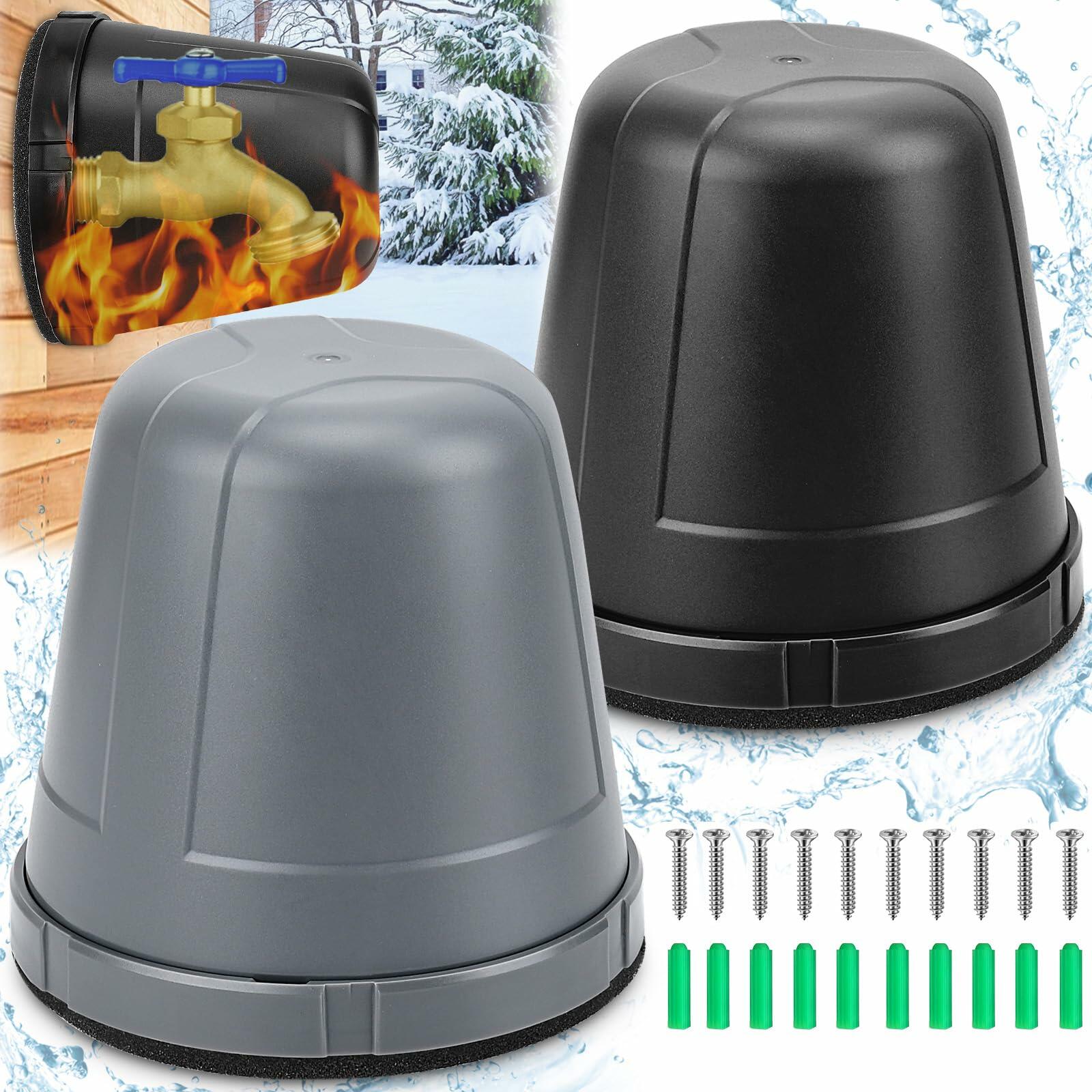 Mydrissu 2Pack Outdoor Insulated Faucet Covers Black Dark Gray Reusable