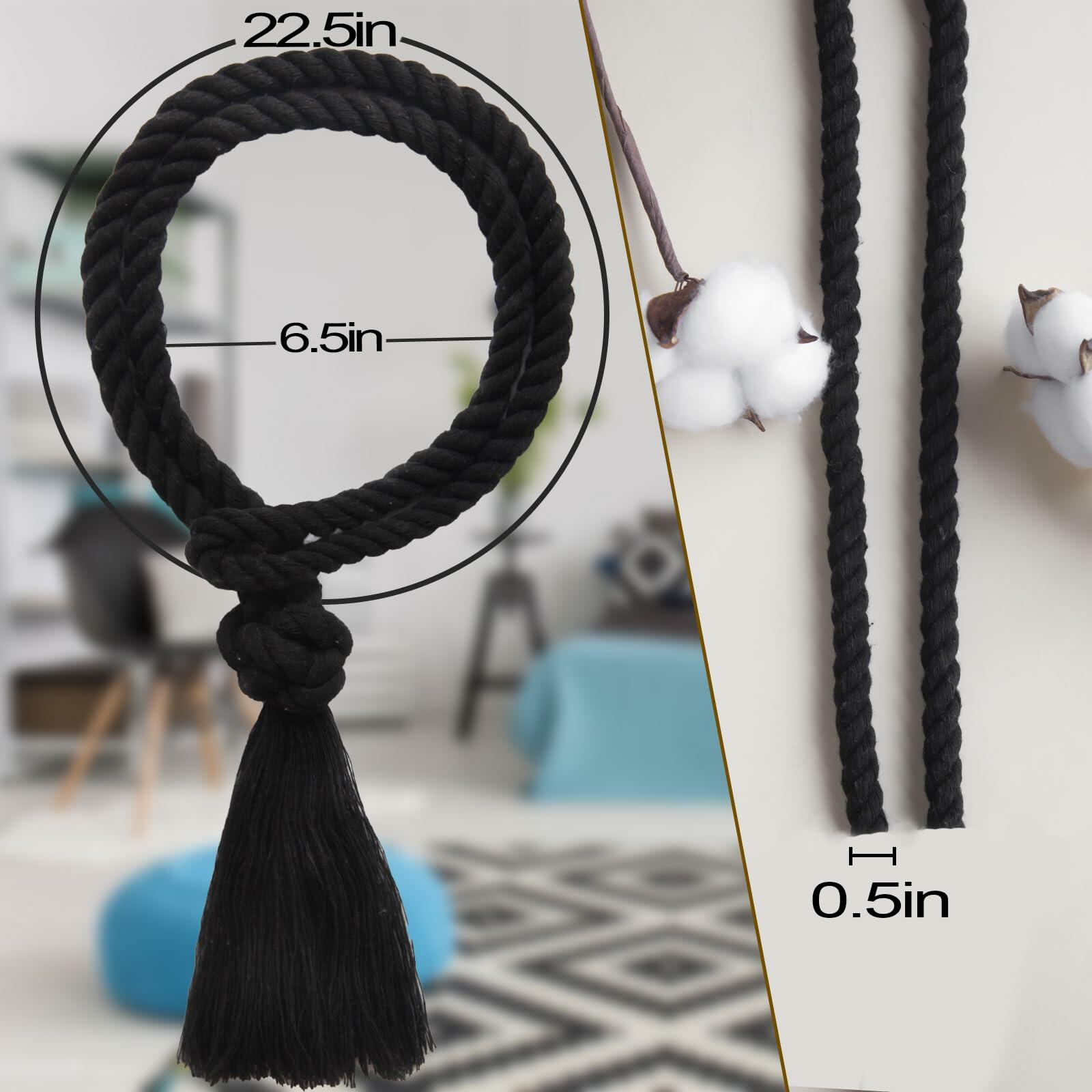 Rustic Cotton Rope Curtain Tiebacks Macrame Boho Style 4 Pack