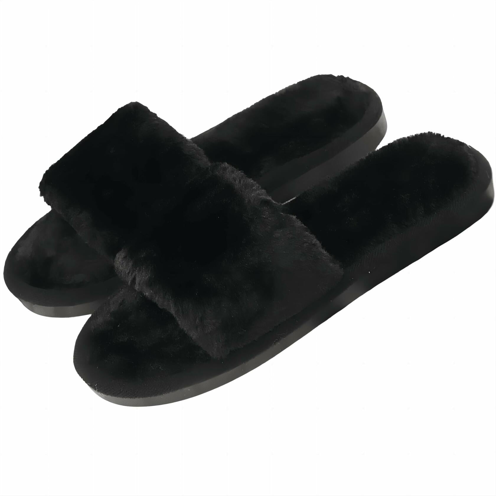 Crazy Lady Women's Fuzzy Fluffy Memory Foam House Slippers Black Size 38