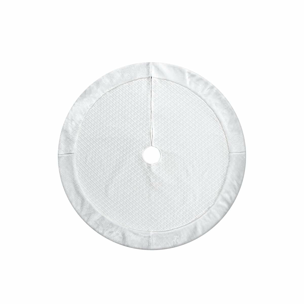 USILAND Christmas Tree Skirt White Faux Fur Rhombus Texture Size 32
